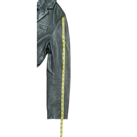 Vintage Leather Blazer Jacket Women’s EU38/US6 Green Notched Lapel Single Button - Picture 11 of 11